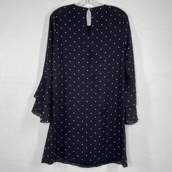 CeCe Bed of Roses Black Polka Dot Bell Sleeve Shift Mini Dress 2 - Picture 6 of 10